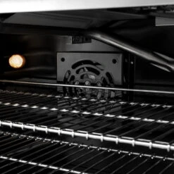 ZLINE Autograph Edition 48 In. 6.7 Cu. Ft. Select Double Oven Gas Range With 8 Burner Cooktop In Stainless Steel With Black Matte Doors And Polished Gold Accents (HGRZ-BLM-48-G)(Zline Autograph Edition 48 Select Gas Range Stainless Steel Black Matte Polished Gold Hgrz Blm 48 G) 19 ZLINE Autograph Edition 48 In. 6.7 Cu. Ft. Select Double Oven Gas Range With 8 Burner Cooktop In Stainless Steel With Black Matte Doors And Polished Gold Accents (HGRZ-BLM-48-G)(Zline Autograph Edition 48 Select Gas Range Stainless Steel Black Matte Polished Gold Hgrz Blm 48 G) -Induction Cooktop Store zline autograph edition select stainless steel black matte gas range HGRZ BLM 48 G fan detail