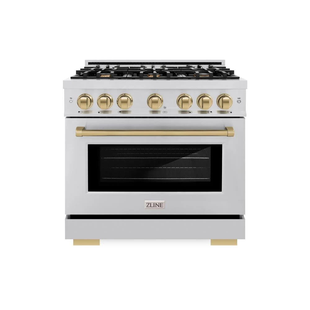 ZLINE Autograph Edition 36 In. 5.2 Cu. Ft. Select Dual Fuel Range With 6 Burner Gas Cooktop And Electric Convection Oven In Stainless Steel With Champagne Bronze Accents (HDRZ-36-CB)(Zline Autograph Edition 36 Select Dual Fuel Range Stainless Steel Champagne Bronze Hdrz 36 Cb) 2 ZLINE Autograph Edition 36 In. 5.2 Cu. Ft. Select Dual Fuel Range With 6 Burner Gas Cooktop And Electric Convection Oven In Stainless Steel With Champagne Bronze Accents (HDRZ-36-CB)(Zline Autograph Edition 36 Select Dual Fuel Range Stainless Steel Champagne Bronze Hdrz 36 Cb) - Image 2