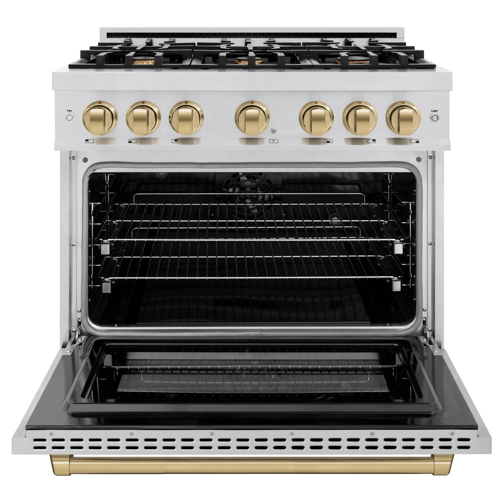 ZLINE Autograph Edition 36 In. 5.2 Cu. Ft. Select Dual Fuel Range With 6 Burner Gas Cooktop And Electric Convection Oven In Stainless Steel With Champagne Bronze Accents (HDRZ-36-CB)(Zline Autograph Edition 36 Select Dual Fuel Range Stainless Steel Champagne Bronze Hdrz 36 Cb) 5 ZLINE Autograph Edition 36 In. 5.2 Cu. Ft. Select Dual Fuel Range With 6 Burner Gas Cooktop And Electric Convection Oven In Stainless Steel With Champagne Bronze Accents (HDRZ-36-CB)(Zline Autograph Edition 36 Select Dual Fuel Range Stainless Steel Champagne Bronze Hdrz 36 Cb) - Image 5