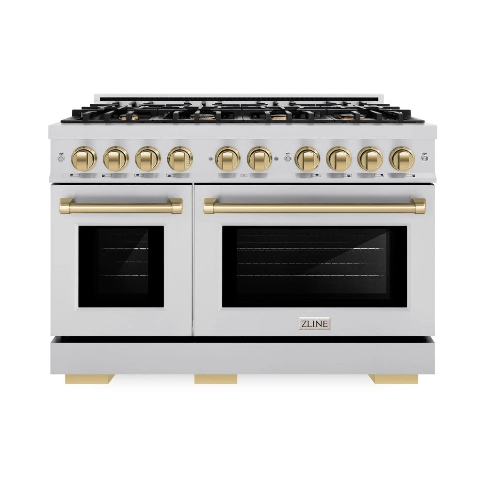 ZLINE Autograph Edition 48 In. 6.7 Cu. Ft. Select Double Oven Dual Fuel Range With 8 Burner Gas Cooktop In Stainless Steel And Champagne Bronze Accents (HDRZ-48-CB)(Zline Autograph Edition 48 Select Dual Fuel Range Stainless Steel Champagne Bronze Hdrz 48 Cb) 2 ZLINE Autograph Edition 48 In. 6.7 Cu. Ft. Select Double Oven Dual Fuel Range With 8 Burner Gas Cooktop In Stainless Steel And Champagne Bronze Accents (HDRZ-48-CB)(Zline Autograph Edition 48 Select Dual Fuel Range Stainless Steel Champagne Bronze Hdrz 48 Cb) - Image 2