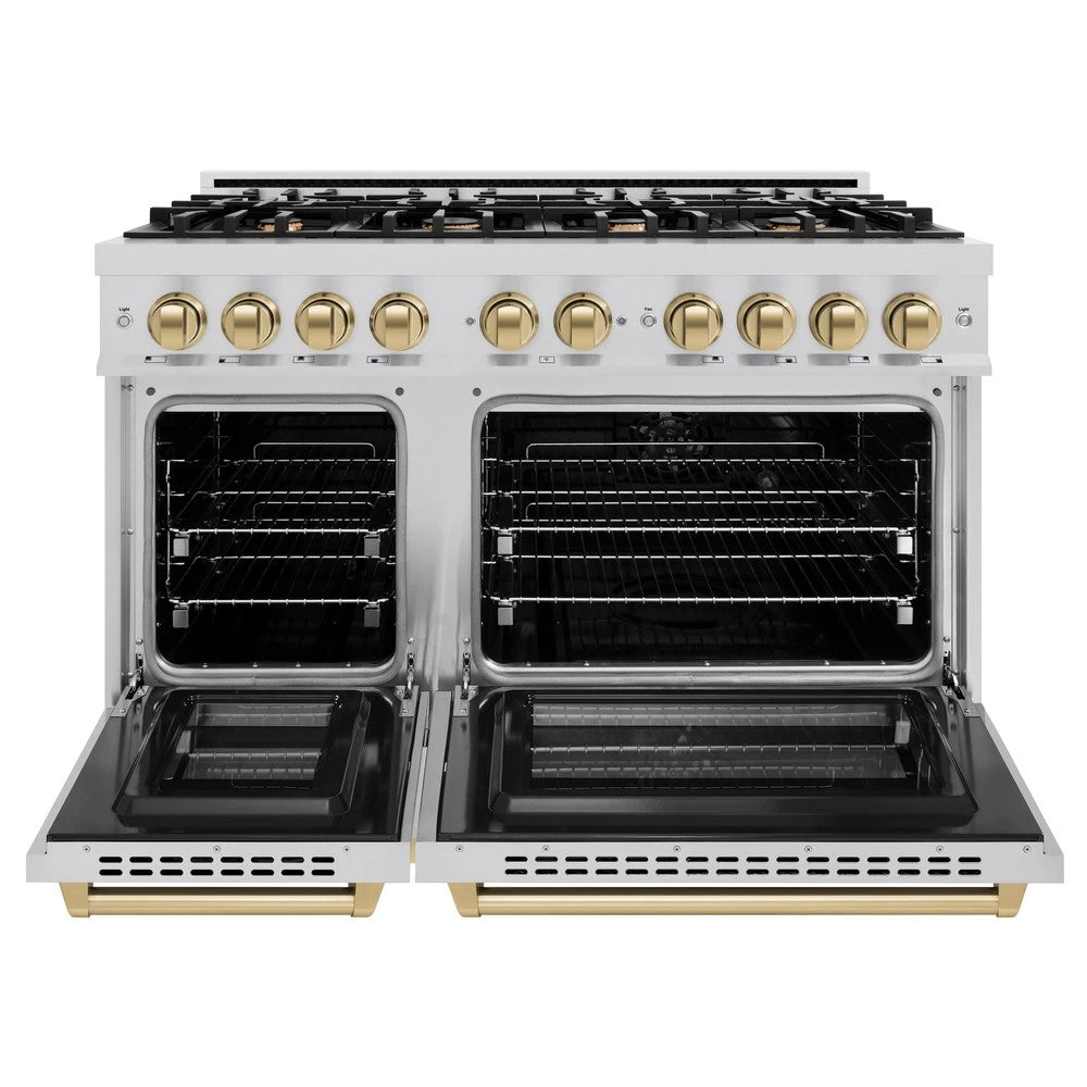 ZLINE Autograph Edition 48 In. 6.7 Cu. Ft. Select Double Oven Dual Fuel Range With 8 Burner Gas Cooktop In Stainless Steel And Champagne Bronze Accents (HDRZ-48-CB)(Zline Autograph Edition 48 Select Dual Fuel Range Stainless Steel Champagne Bronze Hdrz 48 Cb) 5 ZLINE Autograph Edition 48 In. 6.7 Cu. Ft. Select Double Oven Dual Fuel Range With 8 Burner Gas Cooktop In Stainless Steel And Champagne Bronze Accents (HDRZ-48-CB)(Zline Autograph Edition 48 Select Dual Fuel Range Stainless Steel Champagne Bronze Hdrz 48 Cb) - Image 5