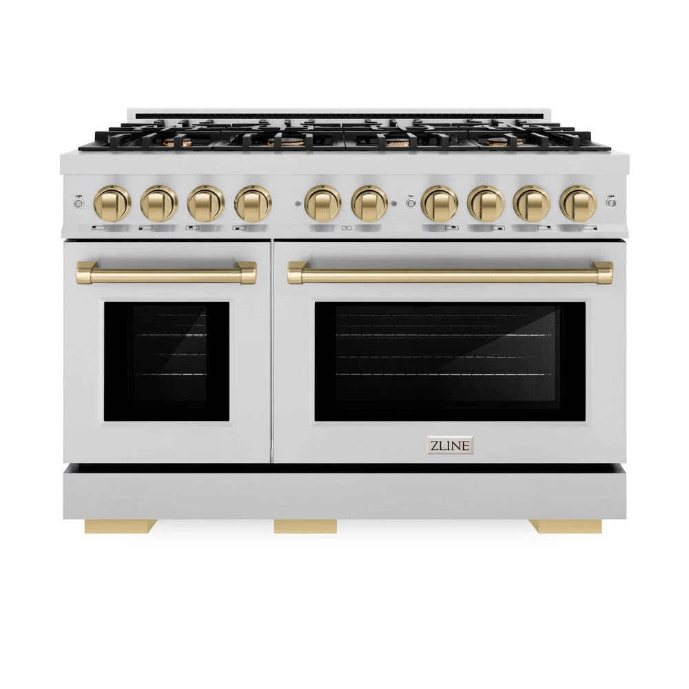 ZLINE Autograph Edition 48 In. 6.7 Cu. Ft. Select Double Oven Dual Fuel Range With 8 Burner Gas Cooktop In Stainless Steel And Champagne Bronze Accents (HDRZ-48-CB)(Zline Autograph Edition 48 Select Dual Fuel Range Stainless Steel Champagne Bronze Hdrz 48 Cb) 4 ZLINE Autograph Edition 48 In. 6.7 Cu. Ft. Select Double Oven Dual Fuel Range With 8 Burner Gas Cooktop In Stainless Steel And Champagne Bronze Accents (HDRZ-48-CB)(Zline Autograph Edition 48 Select Dual Fuel Range Stainless Steel Champagne Bronze Hdrz 48 Cb) - Image 4