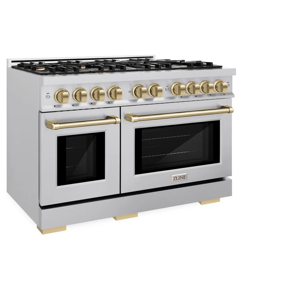 ZLINE Autograph Edition 48 In. 6.7 Cu. Ft. Select Double Oven Dual Fuel Range With 8 Burner Gas Cooktop In Stainless Steel And Champagne Bronze Accents (HDRZ-48-CB)(Zline Autograph Edition 48 Select Dual Fuel Range Stainless Steel Champagne Bronze Hdrz 48 Cb) 3 ZLINE Autograph Edition 48 In. 6.7 Cu. Ft. Select Double Oven Dual Fuel Range With 8 Burner Gas Cooktop In Stainless Steel And Champagne Bronze Accents (HDRZ-48-CB)(Zline Autograph Edition 48 Select Dual Fuel Range Stainless Steel Champagne Bronze Hdrz 48 Cb) - Image 3