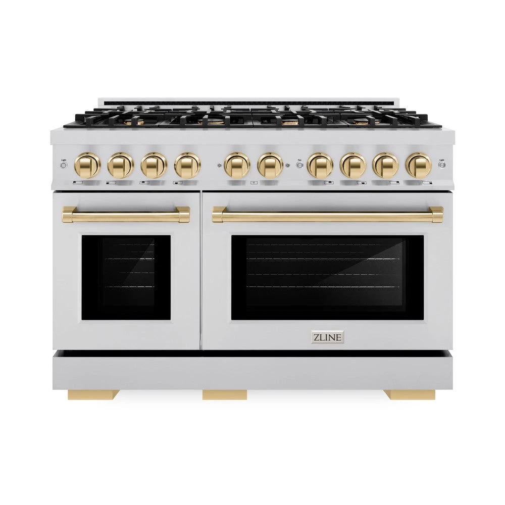 ZLINE Autograph Edition 48 In. 6.7 Cu. Ft. Select Double Oven Gas Range With 8 Burner Cooktop In Stainless Steel And Polished Gold Accents (HGRZ-48-G)(Zline Autograph Edition 48 Select Gas Range Stainless Steel Polished Gold Hgrz 48 G) 4 ZLINE Autograph Edition 48 In. 6.7 Cu. Ft. Select Double Oven Gas Range With 8 Burner Cooktop In Stainless Steel And Polished Gold Accents (HGRZ-48-G)(Zline Autograph Edition 48 Select Gas Range Stainless Steel Polished Gold Hgrz 48 G) - Image 4