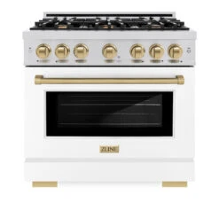 ZLINE Autograph Edition 36 In. 5.2 Cu. Ft. Select Gas Range With 6 Burner Cooktop And Convection Gas Oven In Stainless Steel With White Matte Door And Champagne Bronze Accents (HGRZ-WM-36-CB)(Zline Autograph Edition 36 Select Gas Range Stainless Steel White Matte Champagne Bronze Hgrz Wm 36 Cb) 16 ZLINE Autograph Edition 36 In. 5.2 Cu. Ft. Select Gas Range With 6 Burner Cooktop And Convection Gas Oven In Stainless Steel With White Matte Door And Champagne Bronze Accents (HGRZ-WM-36-CB)(Zline Autograph Edition 36 Select Gas Range Stainless Steel White Matte Champagne Bronze Hgrz Wm 36 Cb) -Induction Cooktop Store zline autograph edition select stainless steel white matte gas range HGRZ WM 36 CB front