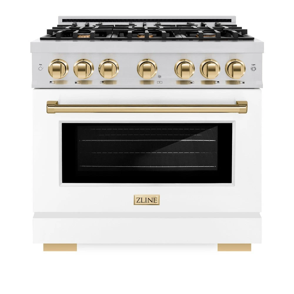 ZLINE Autograph Edition 36 In. 5.2 Cu. Ft. Select Gas Range With 6 Burner Cooktop And Convection Gas Oven In Stainless Steel With White Matte Door And Polished Gold Accents (HGRZ-WM-36-G)(Zline Autograph Edition 36 Select Gas Range Stainless Steel White Matte Polished Gold Hgrz Wm 36 G) 5 ZLINE Autograph Edition 36 In. 5.2 Cu. Ft. Select Gas Range With 6 Burner Cooktop And Convection Gas Oven In Stainless Steel With White Matte Door And Polished Gold Accents (HGRZ-WM-36-G)(Zline Autograph Edition 36 Select Gas Range Stainless Steel White Matte Polished Gold Hgrz Wm 36 G) - Image 5