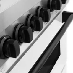 ZLINE Autograph Edition 48 In. 6.0 Cu. Ft. Legacy Dual Fuel Range With 7 Burner Gas Cooktop And 2 Electric Ovens In Stainless Steel With White Matte Doors And Matte Black Accents (RAZ-WM-48-MB)(Zline Autograph Edition 48 Legacy Dual Fuel Range Stainless Steel White Matte Matte Black Raz Wm 48 Mb) -Induction Cooktop Store zline autograph edition stainless steel white matte dual fuel range RAZ WM 48 MB detail door 2