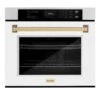 ZLINE Autograph Edition 30 In. Professional True Convection Single Wall Oven With Air Fry And Self Clean In Stainless Steel With White Matte Door And Champagne Bronze Handle (WASZ-WM-30-CB)(Zline Autograph Edition 30 Wall Oven Stainless Steel White Matte Champagne Bronze Wasz Wm 30 Cb)