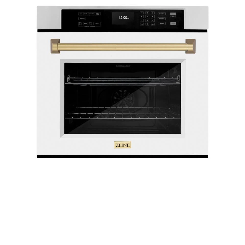 ZLINE Autograph Edition 30 In. Professional True Convection Single Wall Oven With Air Fry And Self Clean In Stainless Steel With White Matte Door And Champagne Bronze Handle (WASZ-WM-30-CB)(Zline Autograph Edition 30 Wall Oven Stainless Steel White Matte Champagne Bronze Wasz Wm 30 Cb) 3 ZLINE Autograph Edition 30 In. Professional True Convection Single Wall Oven With Air Fry And Self Clean In Stainless Steel With White Matte Door And Champagne Bronze Handle (WASZ-WM-30-CB)(Zline Autograph Edition 30 Wall Oven Stainless Steel White Matte Champagne Bronze Wasz Wm 30 Cb) - Image 3