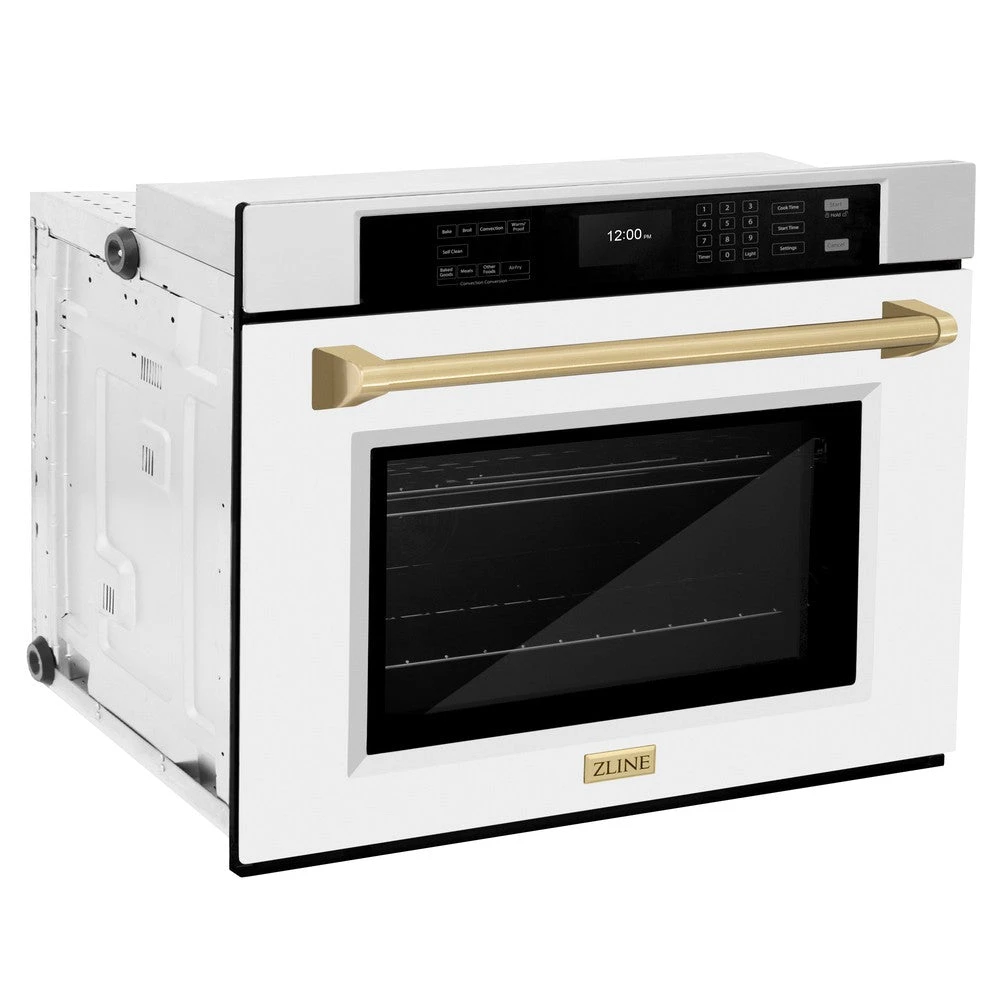 ZLINE Autograph Edition 30 In. Professional True Convection Single Wall Oven With Air Fry And Self Clean In Stainless Steel With White Matte Door And Champagne Bronze Handle (WASZ-WM-30-CB)(Zline Autograph Edition 30 Wall Oven Stainless Steel White Matte Champagne Bronze Wasz Wm 30 Cb) 6 ZLINE Autograph Edition 30 In. Professional True Convection Single Wall Oven With Air Fry And Self Clean In Stainless Steel With White Matte Door And Champagne Bronze Handle (WASZ-WM-30-CB)(Zline Autograph Edition 30 Wall Oven Stainless Steel White Matte Champagne Bronze Wasz Wm 30 Cb) - Image 6