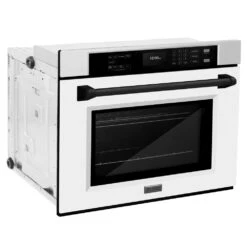 ZLINE Autograph Edition 30 In. Professional True Convection Single Wall Oven With Air Fry And Self Clean In Stainless Steel With White Matte Door And Matte Black Handle (WASZ-WM-30-MB)(Zline Autograph Edition 30 Wall Oven Stainless Steel White Matte Matte Black Wasz Wm 30 Mb) -Induction Cooktop Store zline autograph edition stainless steel white matte wall oven WASZ WM 30 MB side hero