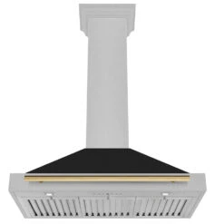 ZLINE Autograph Edition 36 In. Convertible Satin Stainless Steel Wall Mount Range Hood With Black Matte Shell And Champagne Bronze Handle (KB4SNZ-BLM36-CB)(Zline Autograph Edition 36 Wall Mount Range Hood Satin Stainless Steel Black Matte Champagne Bronze Kb4snz Blm36 Cb) -Induction Cooktop Store zline autograph edition wall mount satin stainless steel black matte range hood KB4SNZ BLM36 CB under a48c85f4 c048 4934 95bb 6e9c83e8f523