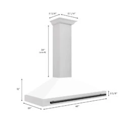 ZLINE Autograph Edition 48 In. Convertible Satin Stainless Steel Wall Mount Range Hood With White Matte Shell And Matte Black Handle (KB4SNZ-WM48-MB)(Zline Autograph Edition 48 Wall Mount Range Hood Satin Stainless Steel White Matte Matte Black Kb4snz Wm48 Mb) 14 ZLINE Autograph Edition 48 In. Convertible Satin Stainless Steel Wall Mount Range Hood With White Matte Shell And Matte Black Handle (KB4SNZ-WM48-MB)(Zline Autograph Edition 48 Wall Mount Range Hood Satin Stainless Steel White Matte Matte Black Kb4snz Wm48 Mb) -Induction Cooktop Store zline autograph edition wall mount satin stainless steel white matte range hood KB4SNZ WM48 MB dimensional diagram