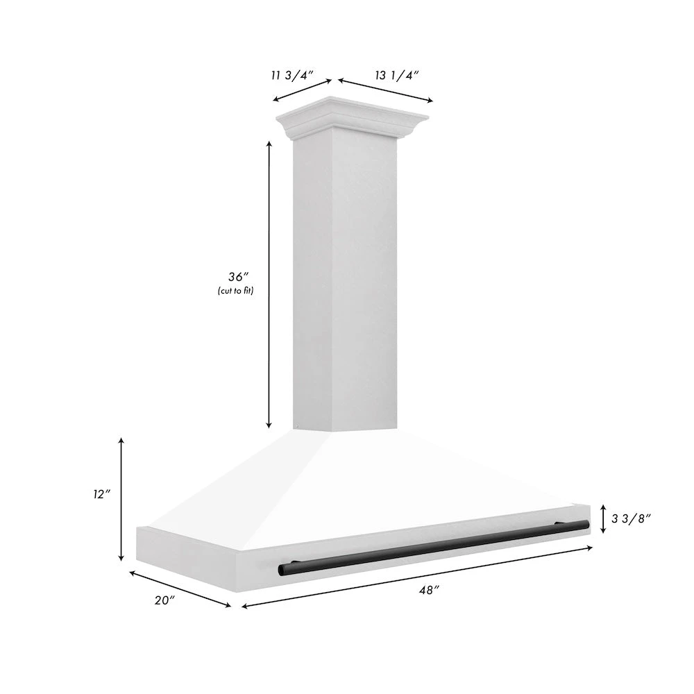 ZLINE Autograph Edition 48 In. Convertible Satin Stainless Steel Wall Mount Range Hood With White Matte Shell And Matte Black Handle (KB4SNZ-WM48-MB)(Zline Autograph Edition 48 Wall Mount Range Hood Satin Stainless Steel White Matte Matte Black Kb4snz Wm48 Mb) 7 ZLINE Autograph Edition 48 In. Convertible Satin Stainless Steel Wall Mount Range Hood With White Matte Shell And Matte Black Handle (KB4SNZ-WM48-MB)(Zline Autograph Edition 48 Wall Mount Range Hood Satin Stainless Steel White Matte Matte Black Kb4snz Wm48 Mb) - Image 7