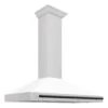ZLINE Autograph Edition 48 In. Convertible Satin Stainless Steel Wall Mount Range Hood With White Matte Shell And Matte Black Handle (KB4SNZ-WM48-MB)(Zline Autograph Edition 48 Wall Mount Range Hood Satin Stainless Steel White Matte Matte Black Kb4snz Wm48 Mb)