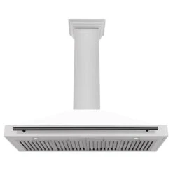 ZLINE Autograph Edition 48 In. Convertible Satin Stainless Steel Wall Mount Range Hood With White Matte Shell And Matte Black Handle (KB4SNZ-WM48-MB)(Zline Autograph Edition 48 Wall Mount Range Hood Satin Stainless Steel White Matte Matte Black Kb4snz Wm48 Mb) 10 ZLINE Autograph Edition 48 In. Convertible Satin Stainless Steel Wall Mount Range Hood With White Matte Shell And Matte Black Handle (KB4SNZ-WM48-MB)(Zline Autograph Edition 48 Wall Mount Range Hood Satin Stainless Steel White Matte Matte Black Kb4snz Wm48 Mb) -Induction Cooktop Store zline autograph edition wall mount satin stainless steel white matte range hood KB4SNZ WM48 MB under