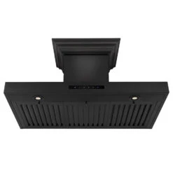 ZLINE 36 In. CrownSound™ Ducted Vent Wall Mount Range Hood In Black Stainless Steel With Built-in Bluetooth Speakers (BSKENCRN-BT-36)(Zline 36 Wall Mount Range Hood Black Stainless Steel Crownsound Bskencrn Bt 36) -Induction Cooktop Store zline black stainless steel BSKENCRN BT 36 front under