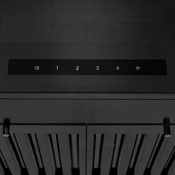 ZLINE 24 In. CrownSound™ Ducted Vent Wall Mount Range Hood In Black Stainless Steel With Built-in Bluetooth Speakers (BSKENCRN-BT-24)(Zline 24 Wall Mount Range Hood Black Stainless Steel Crownsound Bskencrn Bt 24) -Induction Cooktop Store zline black stainless steel wall mounted range hood BSKENCRN 24 buttons detail