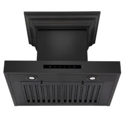 ZLINE 24 In. CrownSound™ Ducted Vent Wall Mount Range Hood In Black Stainless Steel With Built-in Bluetooth Speakers (BSKENCRN-BT-24)(Zline 24 Wall Mount Range Hood Black Stainless Steel Crownsound Bskencrn Bt 24) -Induction Cooktop Store zline black stainless steel wall mounted range hood BSKENCRN BT 24 fron under