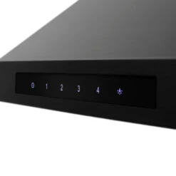 ZLINE 36 In. CrownSound™ Ducted Vent Wall Mount Range Hood In Black Stainless Steel With Built-in Bluetooth Speakers (BSKBNCRN-BT-36)(Zline 36 Wall Mount Range Hood Black Stainless Steel Crownsound Bskbncrn Bt 36) -Induction Cooktop Store zline black stainless steel wall range hood BSKBNCRN BT 36 buttons detail