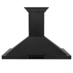 ZLINE 36 In. CrownSound™ Ducted Vent Wall Mount Range Hood In Black Stainless Steel With Built-in Bluetooth Speakers (BSKBNCRN-BT-36)(Zline 36 Wall Mount Range Hood Black Stainless Steel Crownsound Bskbncrn Bt 36) -Induction Cooktop Store zline black stainless steel wall range hood BSKBNCRN BT 36 front