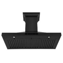 ZLINE 36 In. CrownSound™ Ducted Vent Wall Mount Range Hood In Black Stainless Steel With Built-in Bluetooth Speakers (BSKBNCRN-BT-36)(Zline 36 Wall Mount Range Hood Black Stainless Steel Crownsound Bskbncrn Bt 36) -Induction Cooktop Store zline black stainless steel wall range hood BSKBNCRN BT 36 front under
