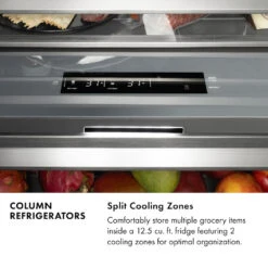 ZLINE 24 In. 12.5 Cu. Ft. Column Refrigerator In Stainless Steel With Graphite Gray Interior (RCRV-304-24)(Zline 24 Column Refrigerator Stainless Steel Graphite Gray Rcrv 304 24) -Induction Cooktop Store zline built in 24 inch column refrigeration infographic split cooling 1285cbd1 7d12 4785 a263 c79cf3e6a770