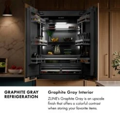 ZLINE 30 In. 16.1 Cu. Ft. Built-In Bottom Freezer Refrigerator With Water Dispenser And Ice Maker In White Matte With Graphite Gray Interior (GRBIV-WM-30)(Zline 30 Built In Refrigerator White Matte Graphite Gray Grbiv Wm 30) -Induction Cooktop Store zline built in 30 inch gray interior refrigeration infographic gray interior 875e2837 5d45 4001 8ab4 05886517ff50