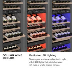 ZLINE 24 In. 12.4 Cu. Ft. Triple Zone 100 Bottle Column Wine Cooler In Stainless Steel (RCWV-304-24)(Zline 24 Triple Zone Column Wine Cooler Stainless Steel Rcwv 304 24) -Induction Cooktop Store zline built in column wine refrigerator infographic multicolor lighting 13e74f94 d21e 4f66 a66a b47b257a3d03