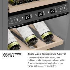 ZLINE 24 In. 12.4 Cu. Ft. Triple Zone 100 Bottle Column Wine Cooler In Stainless Steel (RCWV-304-24)(Zline 24 Triple Zone Column Wine Cooler Stainless Steel Rcwv 304 24) -Induction Cooktop Store zline built in column wine refrigerator infographic temperature control 71b22ec3 1b8f 4f93 8d52 7add73f1b996
