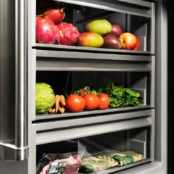ZLINE 30 In. 16.7 Cu. Ft. Column Refrigerator In Stainless Steel With Graphite Gray Interior (RCRV-304-30)(Zline 30 Column Refrigerator Stainless Steel Graphite Gray Rcrv 304 30) 22 ZLINE 30 In. 16.7 Cu. Ft. Column Refrigerator In Stainless Steel With Graphite Gray Interior (RCRV-304-30)(Zline 30 Column Refrigerator Stainless Steel Graphite Gray Rcrv 304 30) -Induction Cooktop Store zline built in stainless steel column refrigerator RCRV 304 30 detail drawers food