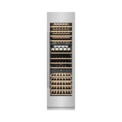 ZLINE 24 In. 12.4 Cu. Ft. Triple Zone 100 Bottle Column Wine Cooler In Stainless Steel (RCWV-304-24)(Zline 24 Triple Zone Column Wine Cooler Stainless Steel Rcwv 304 24) -Induction Cooktop Store zline built in stainless steel column wine refrigerator RCWV 304 24 front closed wine in 4afc5959 8970 4f7a 98ca 7cfd02c511ca