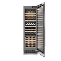 ZLINE 24 In. 12.4 Cu. Ft. Triple Zone 100 Bottle Column Wine Cooler In Stainless Steel (RCWV-304-24)(Zline 24 Triple Zone Column Wine Cooler Stainless Steel Rcwv 304 24) -Induction Cooktop Store zline built in stainless steel column wine refrigerator RCWV 304 24 front open wine in 3003f7e2 6311 45e5 b7d6 c15466a071a9
