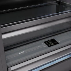 ZLINE 72 In. 39.6 Cu. Ft. French Door Built-In Bottom Freezer Refrigerator With Water Dispensers And Ice Makers In Stainless Steel With Graphite Gray Interior (GRBIT-304-72)(Zline 72 Built In Refrigerator Stainless Steel Graphite Gray Grbit 304 72) -Induction Cooktop Store zline built in stainless steel refrigerator GRBIT 304 72 detail touchpanel