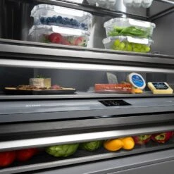 ZLINE 30 In. 16.1 Cu. Ft. Built-In Bottom Freezer Refrigerator With Water Dispenser And Ice Maker In Stainless Steel With Graphite Gray Interior (GRBIV-304-30)(Zline 30 Built In Refrigerator Stainless Steel Graphite Gray Grbiv 304 30) -Induction Cooktop Store zline built in stainless steel refrigerator GRBIV 304 30 detail flex drawer