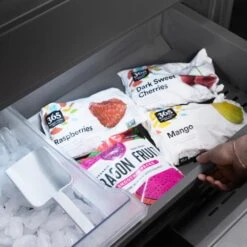 ZLINE 30 In. 16.1 Cu. Ft. Built-In Bottom Freezer Refrigerator With Water Dispenser And Ice Maker In Stainless Steel With Graphite Gray Interior (GRBIV-304-30)(Zline 30 Built In Refrigerator Stainless Steel Graphite Gray Grbiv 304 30) -Induction Cooktop Store zline built in stainless steel refrigerator GRBIV 304 30 detail freezer storage