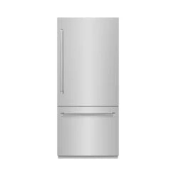 ZLINE 36 In. 19.8 Cu. Ft. Built-In Bottom Freezer Refrigerator With Water Dispenser And Ice Maker In Stainless Steel (RBIT-304-36)(Zline 36 Built In Refrigerator Stainless Steel Rbit 304 36)