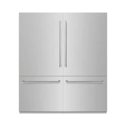 ZLINE 72 In. 39.6 Cu. Ft. French Door Built-In Bottom Freezer Refrigerator With Water Dispensers And Ice Makers In Stainless Steel (RBIT-304-72)(Zline 72 Built In Refrigerator Stainless Steel Rbit 304 72)