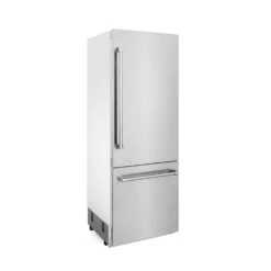 ZLINE 30 In. 16.1 Cu. Ft. Built-In Bottom Freezer Refrigerator With Water Dispenser And Ice Maker In Stainless Steel (RBIV-304-30)(Zline 30 Built In Refrigerator Stainless Steel Rbiv 304 30) -Induction Cooktop Store zline built in stainless steel refrigerator RBIV 304 30 side hero 5ecc54e0 013e 4197 8fe3 db8a6c7821b4