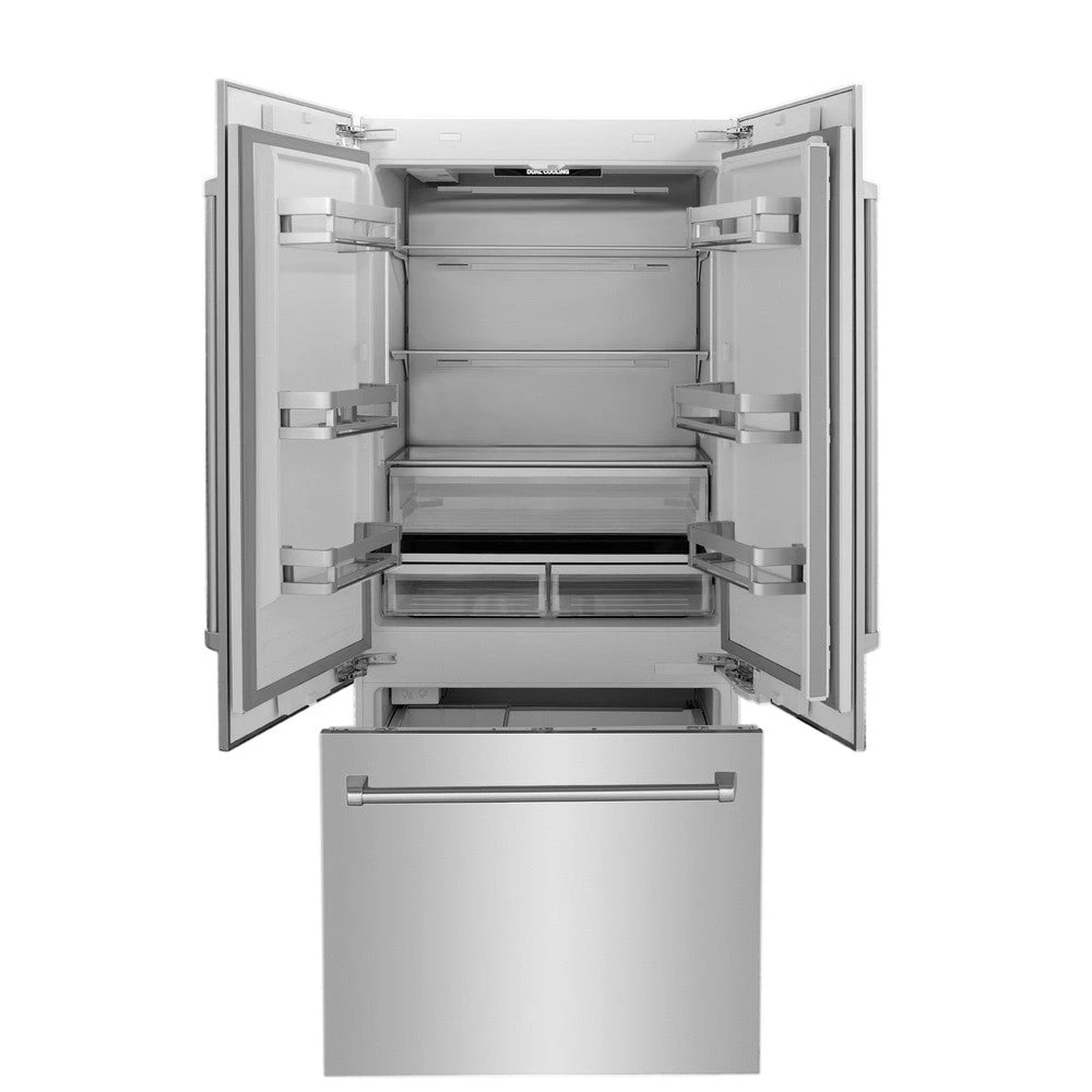 ZLINE 36 In. 19.6 Cu. Ft. French Door Built-In Bottom Freezer Refrigerator With Water Dispenser And Ice Maker In Stainless Steel (RBIV-304-36)(Zline 36 Built In Refrigerator Stainless Steel Rbiv 304 36) 4 ZLINE 36 In. 19.6 Cu. Ft. French Door Built-In Bottom Freezer Refrigerator With Water Dispenser And Ice Maker In Stainless Steel (RBIV-304-36)(Zline 36 Built In Refrigerator Stainless Steel Rbiv 304 36) - Image 4