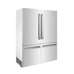 ZLINE 60 In. 32.2 Cu. Ft. French Door Built-In Bottom Freezer Refrigerator With Water Dispensers And Ice Makers In Stainless Steel (RBIV-304-60)(Zline 60 Built In Refrigerator Stainless Steel Rbiv 304 60) -Induction Cooktop Store zline built in stainless steel refrigerator RBIV 304 60 side hero 792e372d f08a 4b39 a4b8 c12d80323644
