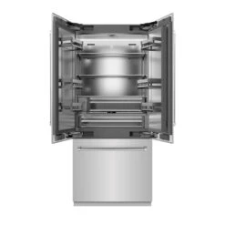 ZLINE 36 In. 19.6 Cu. Ft. French Door Built-In Bottom Freezer Refrigerator With Water Dispenser And Ice Maker In Stainless Steel With Stainless Steel Interior (SRBIV-304-36)(Zline 36 Built In Refrigerator Stainless Steel Stainless Steel Srbiv 304 36) -Induction Cooktop Store zline built in stainless steel refrigerator SRBIV 304 36 front open freezer closed