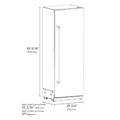 ZLINE 30 In. 16.7 Cu. Ft. Column Refrigerator In White Matte With Graphite Gray Interior (RCRV-WM-30)(Zline 30 Column Refrigerator White Matte Graphite Gray Rcrv Wm 30) -Induction Cooktop Store zline built in white matte column refrigerator RCRV WM 30 dimensional diagram 1d86abb3 11a8 4126 9a6e a70a2252a4b6