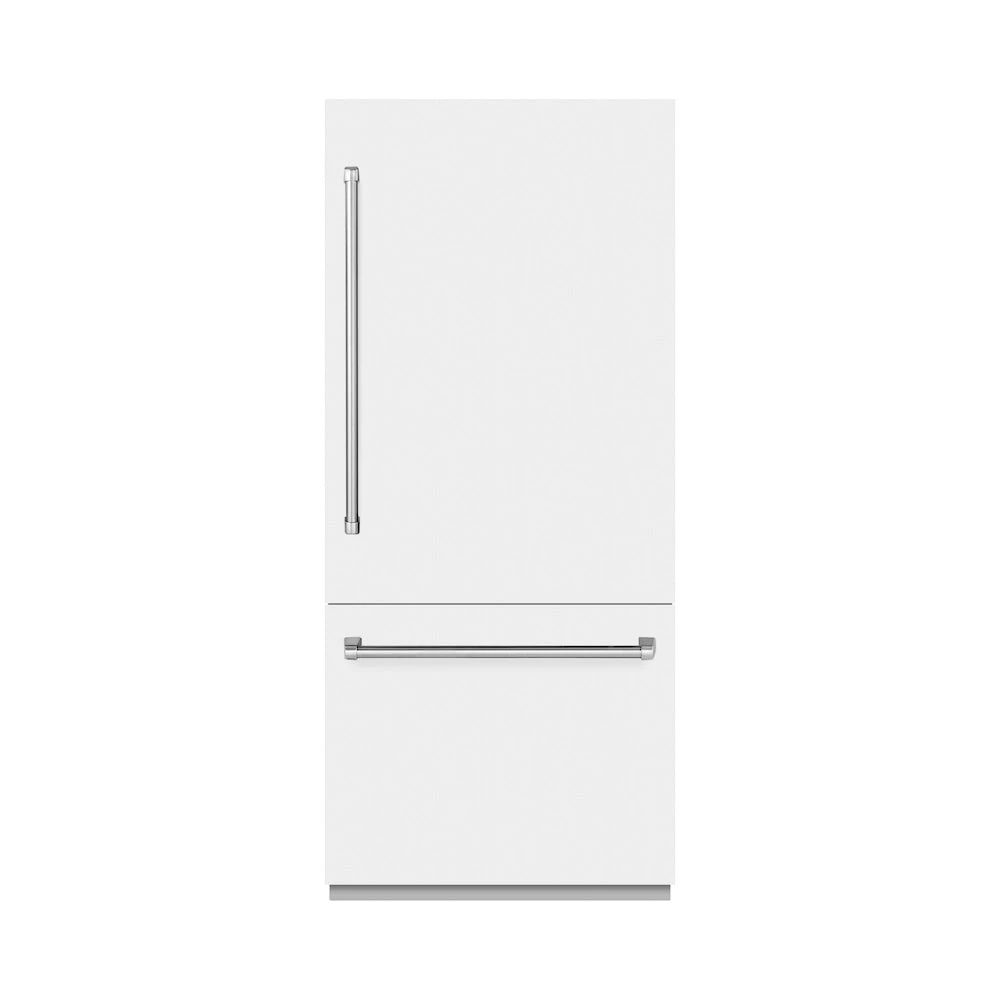 ZLINE 36 In. 19.8 Cu. Ft. Built-In Bottom Freezer Refrigerator With Water Dispenser And Ice Maker In White Matte With Graphite Gray Interior (GRBIT-WM-36)(Zline 36 Built In Refrigerator White Matte Graphite Gray Grbit Wm 36) 2 ZLINE 36 In. 19.8 Cu. Ft. Built-In Bottom Freezer Refrigerator With Water Dispenser And Ice Maker In White Matte With Graphite Gray Interior (GRBIT-WM-36)(Zline 36 Built In Refrigerator White Matte Graphite Gray Grbit Wm 36) - Image 2