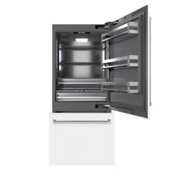 ZLINE 36 In. 19.8 Cu. Ft. Built-In Bottom Freezer Refrigerator With Water Dispenser And Ice Maker In White Matte With Graphite Gray Interior (GRBIT-WM-36)(Zline 36 Built In Refrigerator White Matte Graphite Gray Grbit Wm 36)