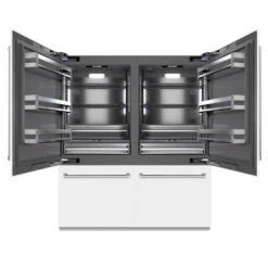 ZLINE 72 In. 39.6 Cu. Ft. French Door Built-In Bottom Freezer Refrigerator With Water Dispensers And Ice Makers In White Matte With Graphite Gray Interior (GRBIT-WM-72)(Zline 72 Built In Refrigerator White Matte Graphite Gray Grbit Wm 72)