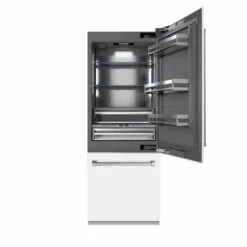 ZLINE 30 In. 16.1 Cu. Ft. Built-In Bottom Freezer Refrigerator With Water Dispenser And Ice Maker In White Matte With Graphite Gray Interior (GRBIV-WM-30)(Zline 30 Built In Refrigerator White Matte Graphite Gray Grbiv Wm 30)