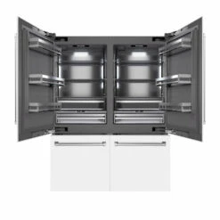 ZLINE 60 In. 32.2 Cu. Ft. French Door Built-In Bottom Freezer Refrigerator With Water Dispensers And Ice Makers In White Matte With Graphite Gray Interior (GRBIV-WM-60)(Zline 60 Built In Refrigerator White Matte Graphite Gray Grbiv Wm 60)