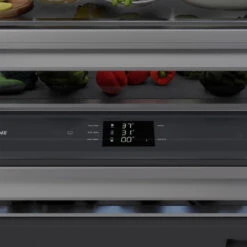 ZLINE 60 In. 32.2 Cu. Ft. French Door Built-In Bottom Freezer Refrigerator With Water Dispensers And Ice Makers In White Matte With Graphite Gray Interior (GRBIV-WM-60)(Zline 60 Built In Refrigerator White Matte Graphite Gray Grbiv Wm 60) -Induction Cooktop Store zline built in white matte refrigerator GRBIV WM 60 touchpanel food