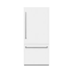 ZLINE 36 In. 19.8 Cu. Ft. Built-In Bottom Freezer Refrigerator With Water Dispenser And Ice Maker In White Matte (RBIT-WM-36)(Zline 36 Built In Refrigerator White Matte Rbit Wm 36)